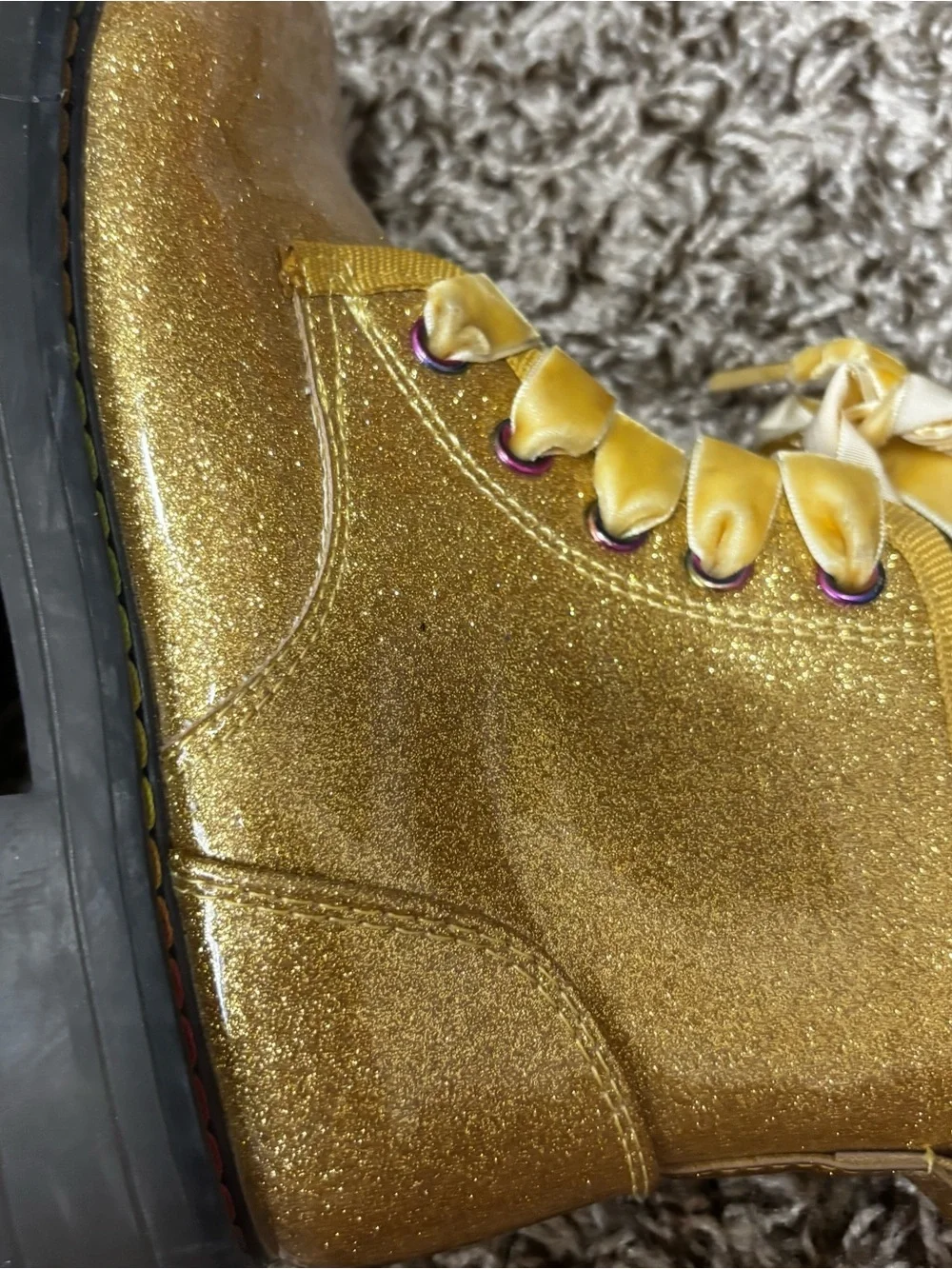 Dream Pairs gold glitter side zipper high top boots girls kids size 12